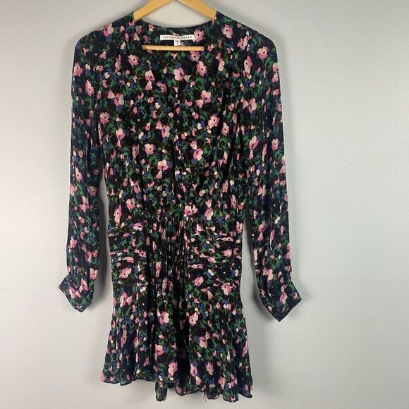 Veronica Beard Naomi Floral Silk Long Sleeve Mini Dress - Picture 5 of 13